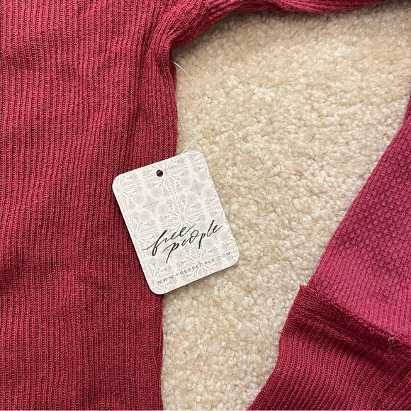 Free People We The Free JoJo Off Beat Long Sleeve Shirt Womens M Knit Thermal - Picture 5 of 11